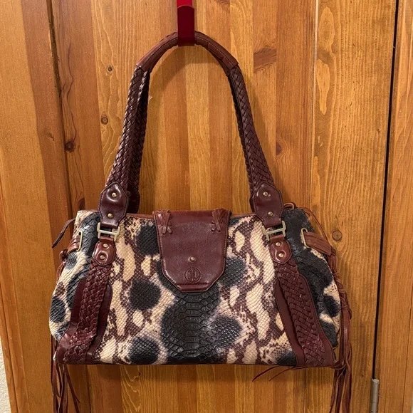 Cole Haan Brown and Tan Snakeskin Shoulder Bag - Picture 2 of 6